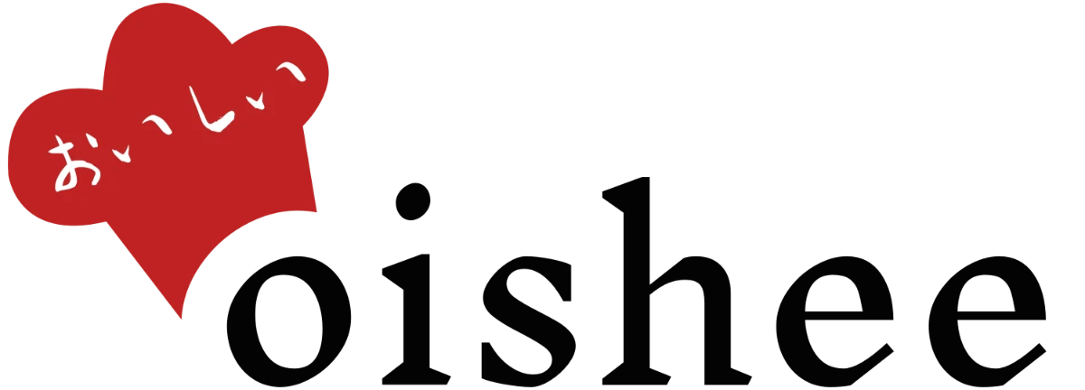 Oishee horizontal logo: the red chef's hat beside 'oishee' in black